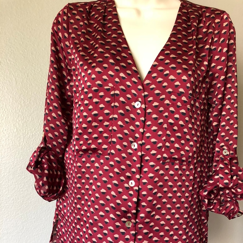 |Aliceblue| Satin Button front top